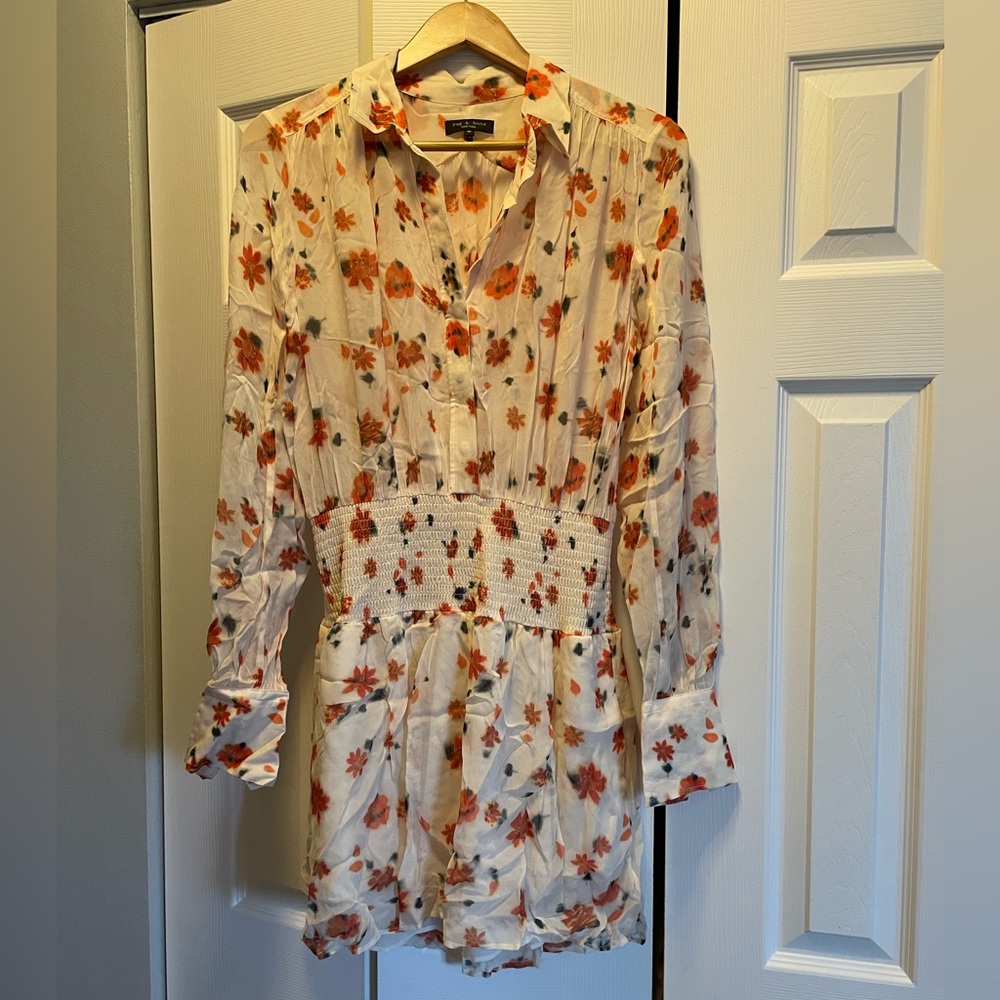NWOT rag & bone XS Bailey Floral Smocked Dress - Picture 7 of 8
